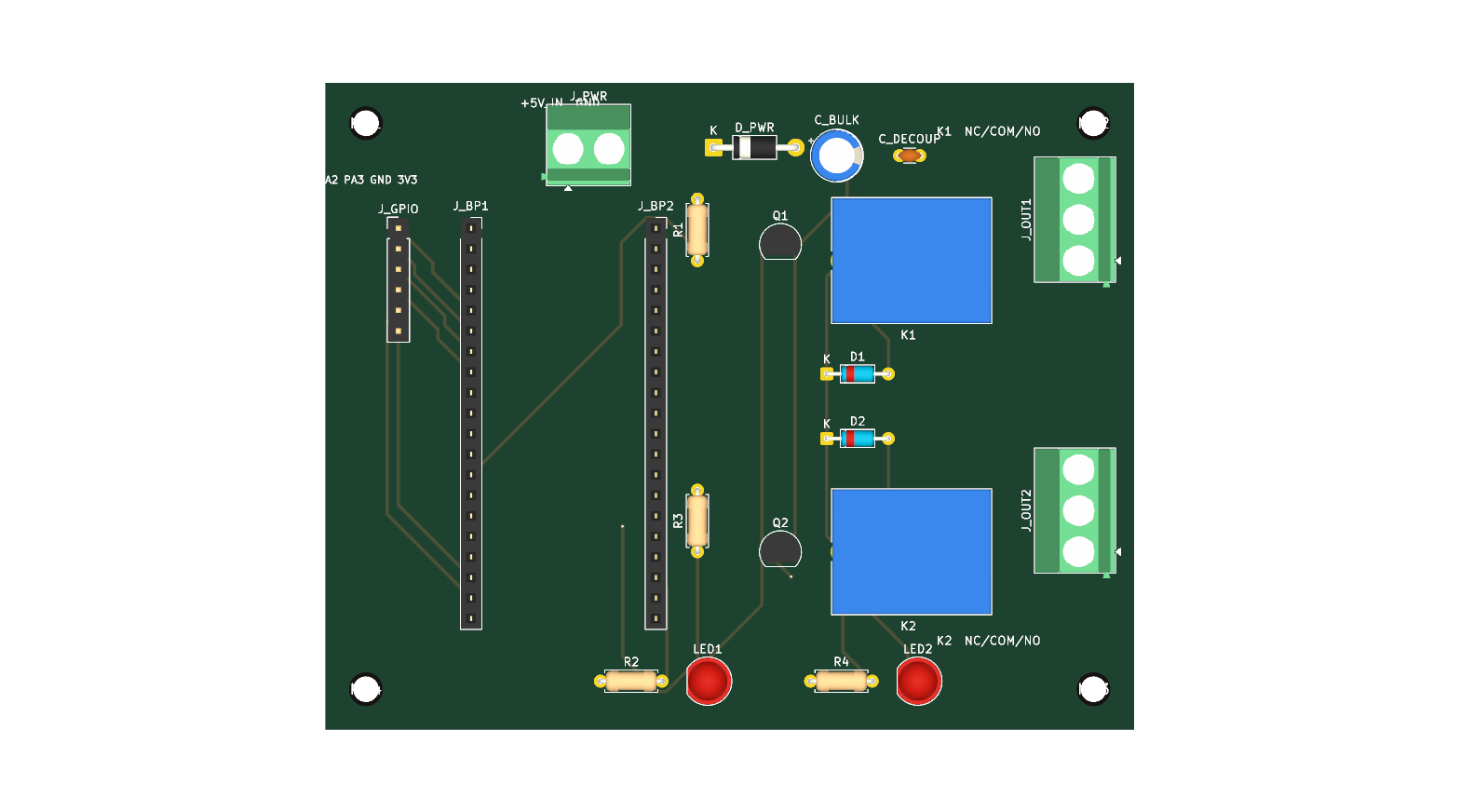 STM32 Bluepill Relais-Carrier 2-Kanal Leerplatine THT handlötbar Trägerboard