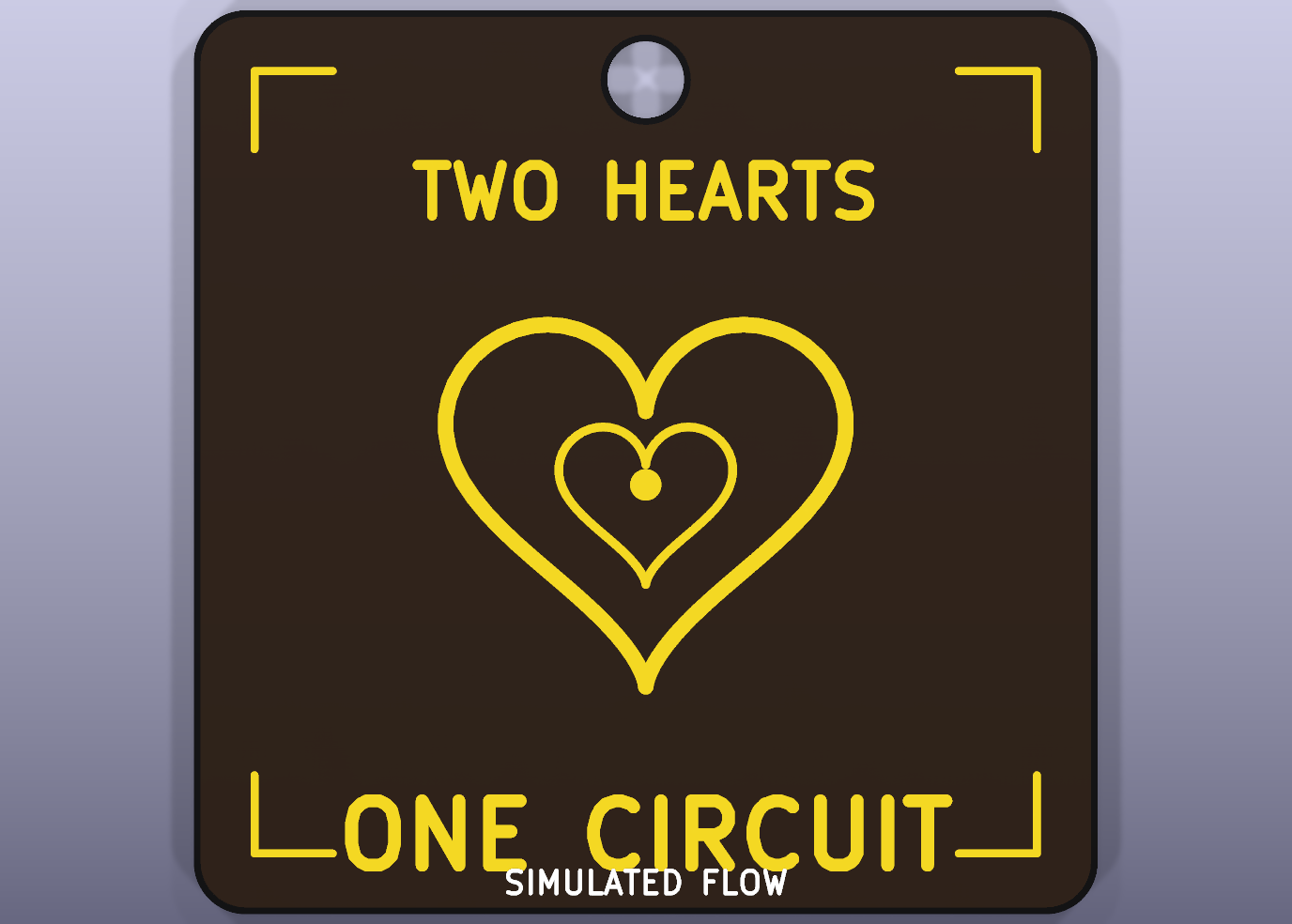PCB Kunst Wandkachel Two Hearts One Circuit Herz Liebe Gold Schwarz Deko